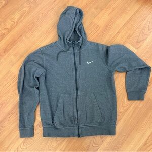 Nike Charcoal Gray Full-Zip Hoodie with White Swoosh